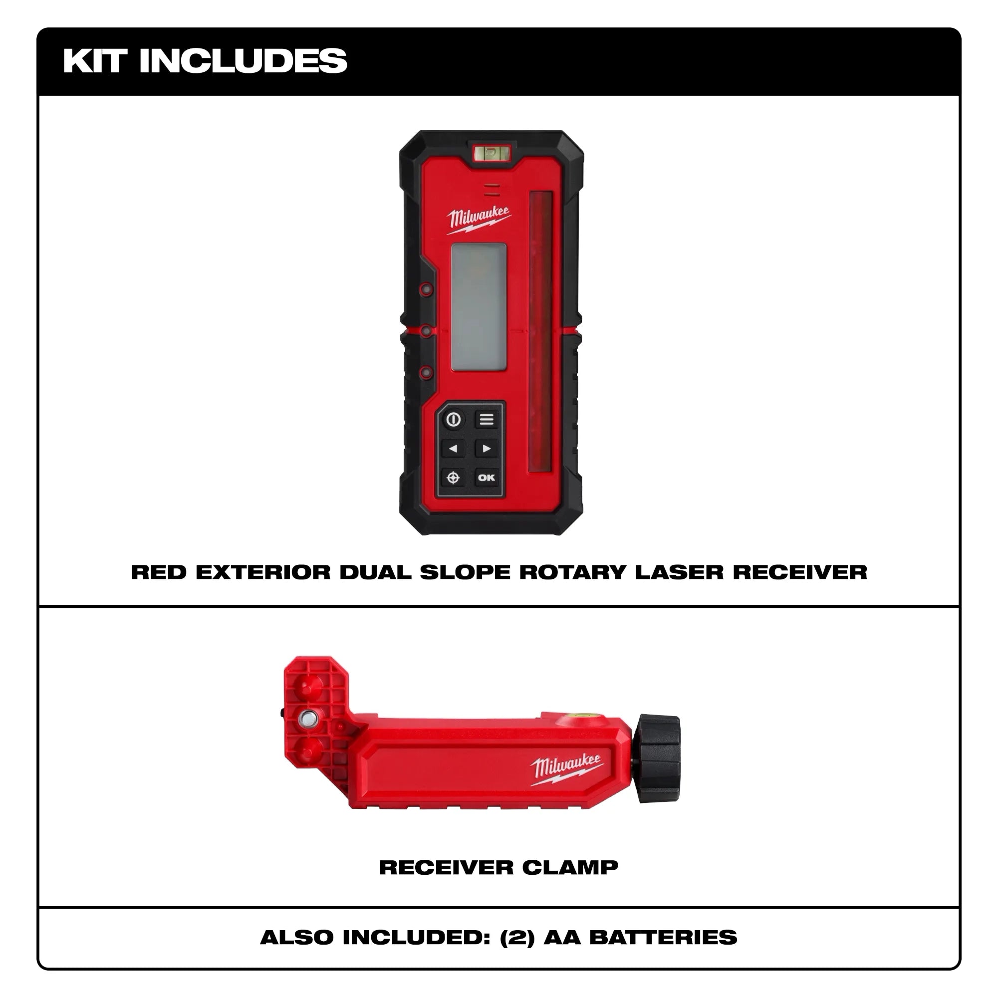 Milwaukee Récepteur laser rotatif extérieur à double pente rouge 3714