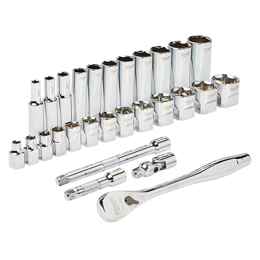 Milwaukee Ensemble de cliquet et douilles 28 pièces 3/8" - SAE 48-22-9408