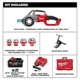 Milwaukee M18 FUEL™ Tondeuse de tuyaux compacte avec ONE-KEY™ – Têtes de matrice en aluminium forgé NPT compactes 1/2" - 1-1/4" 2870-22