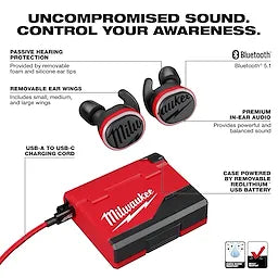 Milwaukee Écouteurs de chantier REDLITHIUM™ USB Bluetooth® 2191-21