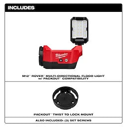 Milwaukee Lampe à inondation multidirectionnelle M12™ ROVER™ avec compatibilité PACKOUT™ 2350-20