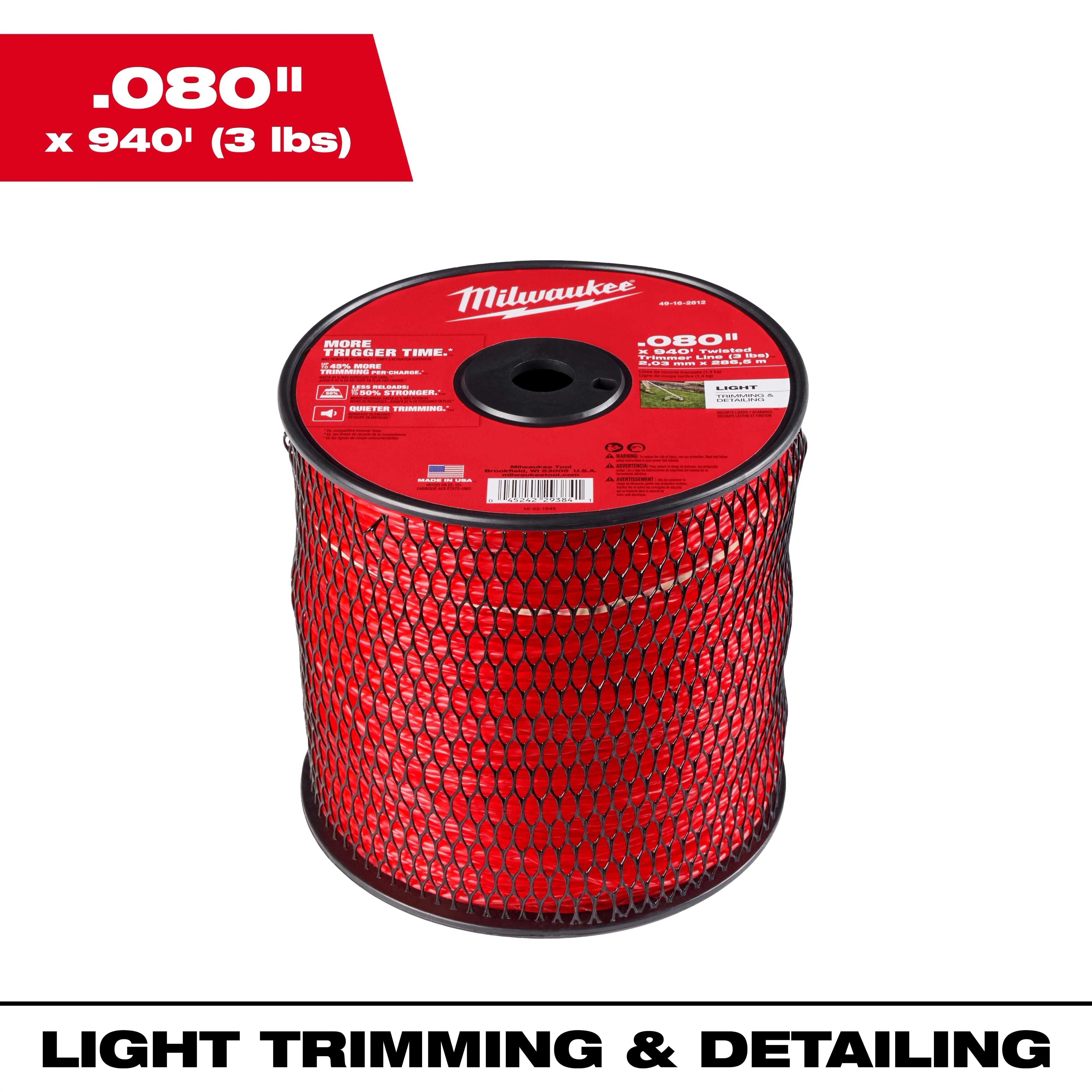 Milwaukee .080" x 940’ (3 lbs.) Twisted Trimmer Line 49-16-2812