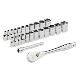 Milwaukee Ensemble de 25 pièces à entraînement 1/4" métrique et SAE avec cliquet et douilles à FOUR FLAT™ SIDES 48-22-9044