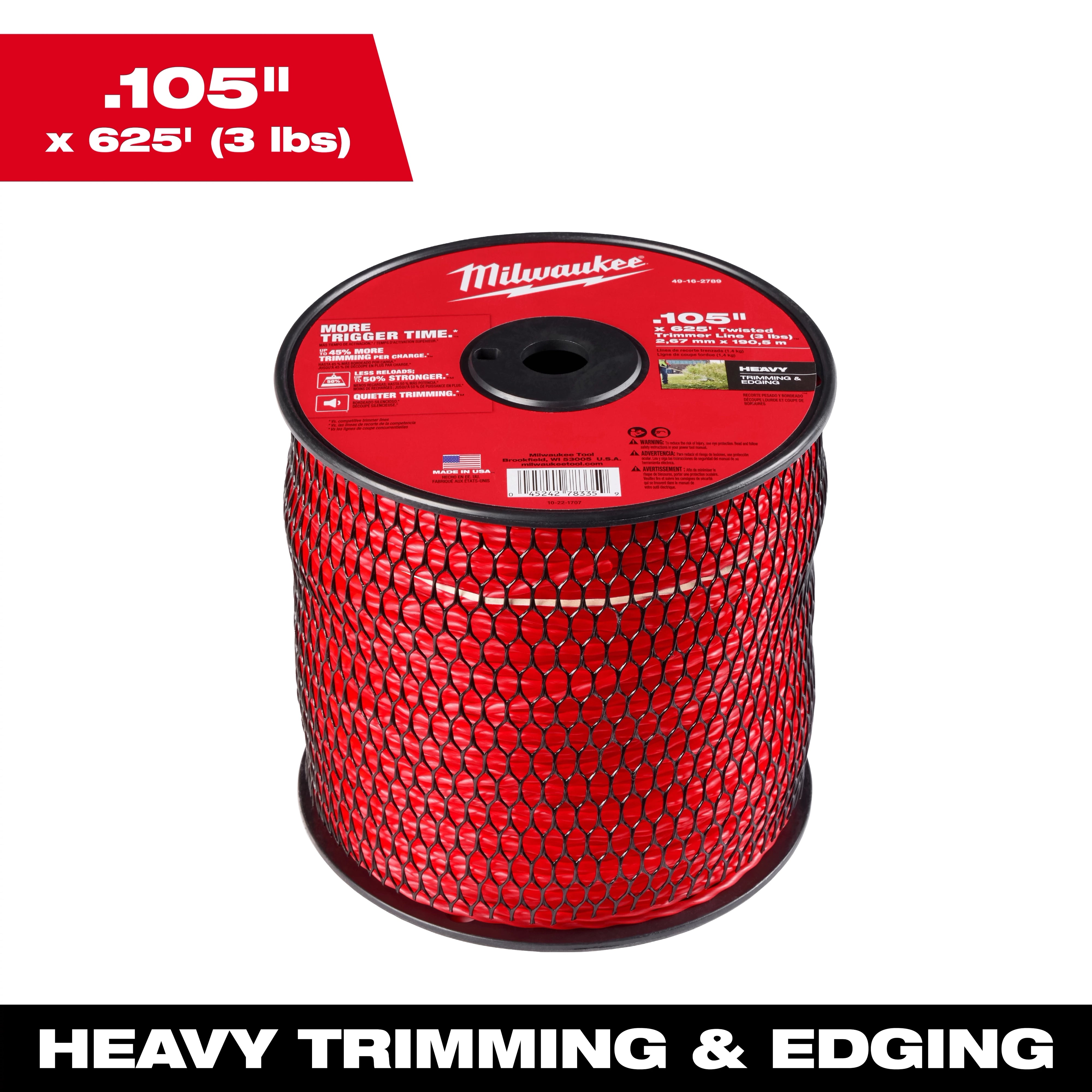 Milwaukee Milwaukee Ligne de taille tordue .105" x 625’ (3 lbs.) 49-16-2789