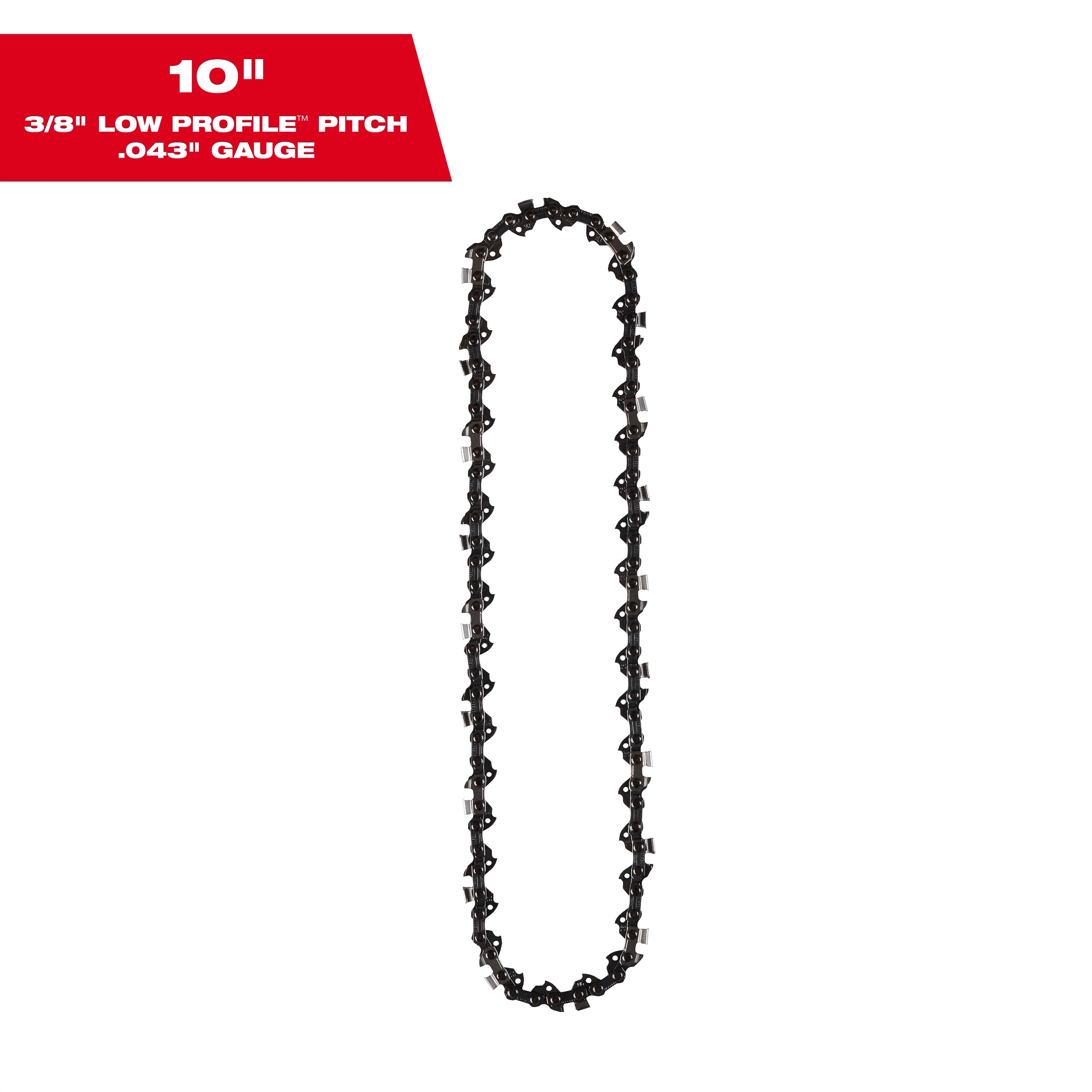 Milwaukee Chaîne de scie 10" 3/8" LOW PROFILE™ à pas, calibre .043" 49-16-2723