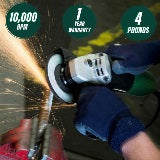 Metabo Meuleuse angulaire à glissière 4-1/2 pouce 6,2 A avec kit de 5 disques abrasifs | Metabo HPT G12SR4 G12SR4