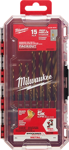 Milwaukee Set de forets en titane RED HELIX™ SHOCKWAVE Impact Duty™ - 15 pièces 48-89-4670