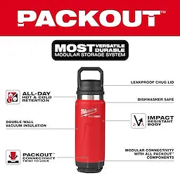 Milwaukee Bouteille isolée 24 oz PACKOUT™ avec couvercle à gorgée 48-22-8396R