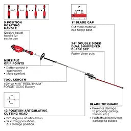 Milwaukee Kit de taille-haie articulé à perche extensible M18 FUEL™ 3035-21