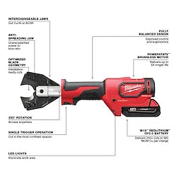 Milwaukee Kit de coupe-câbles M18™ FORCE LOGIC™ avec mors en Cu 750 MCM 2672-21