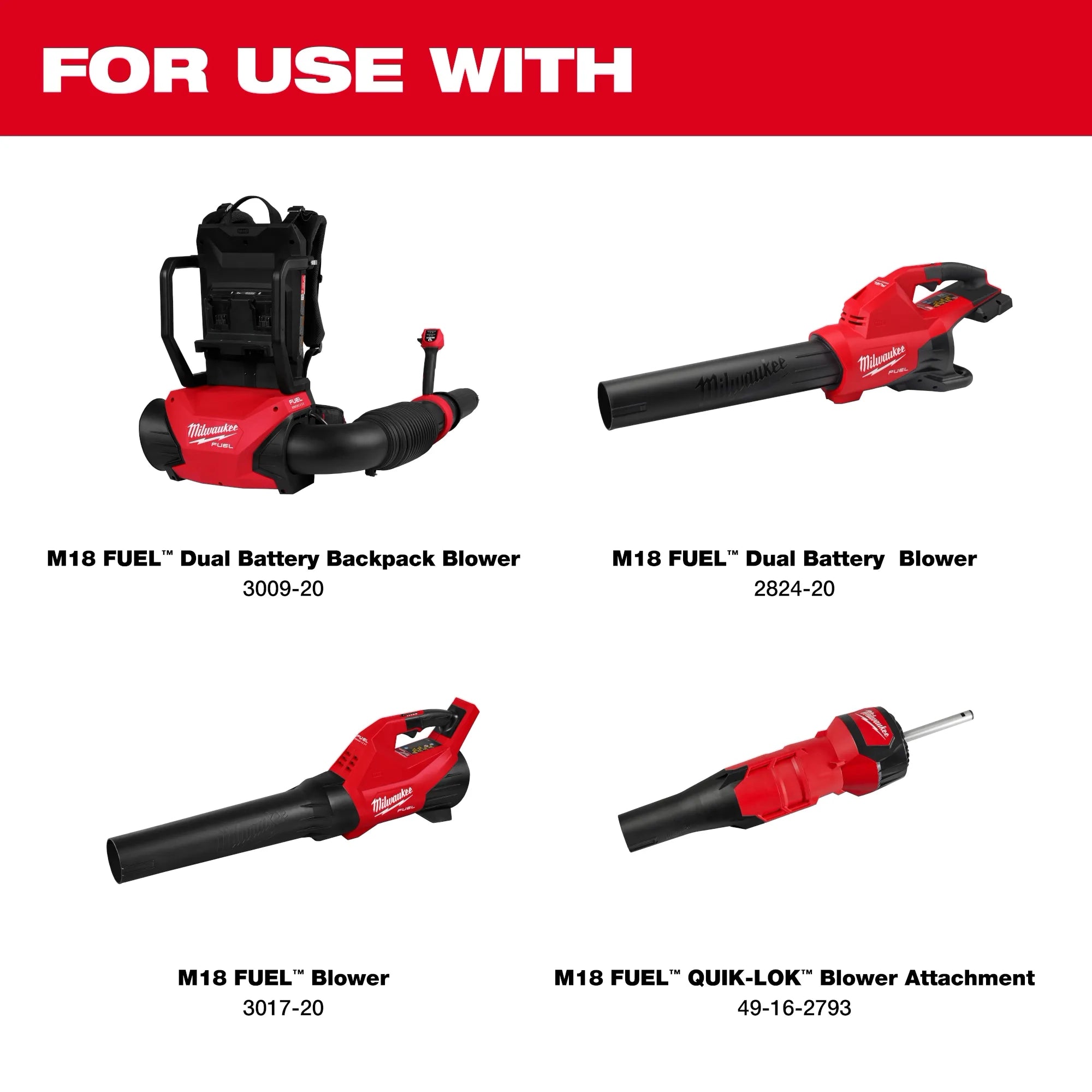 Milwaukee Kit d'attaches de buse conique et plate pour souffleur 49-16-2797