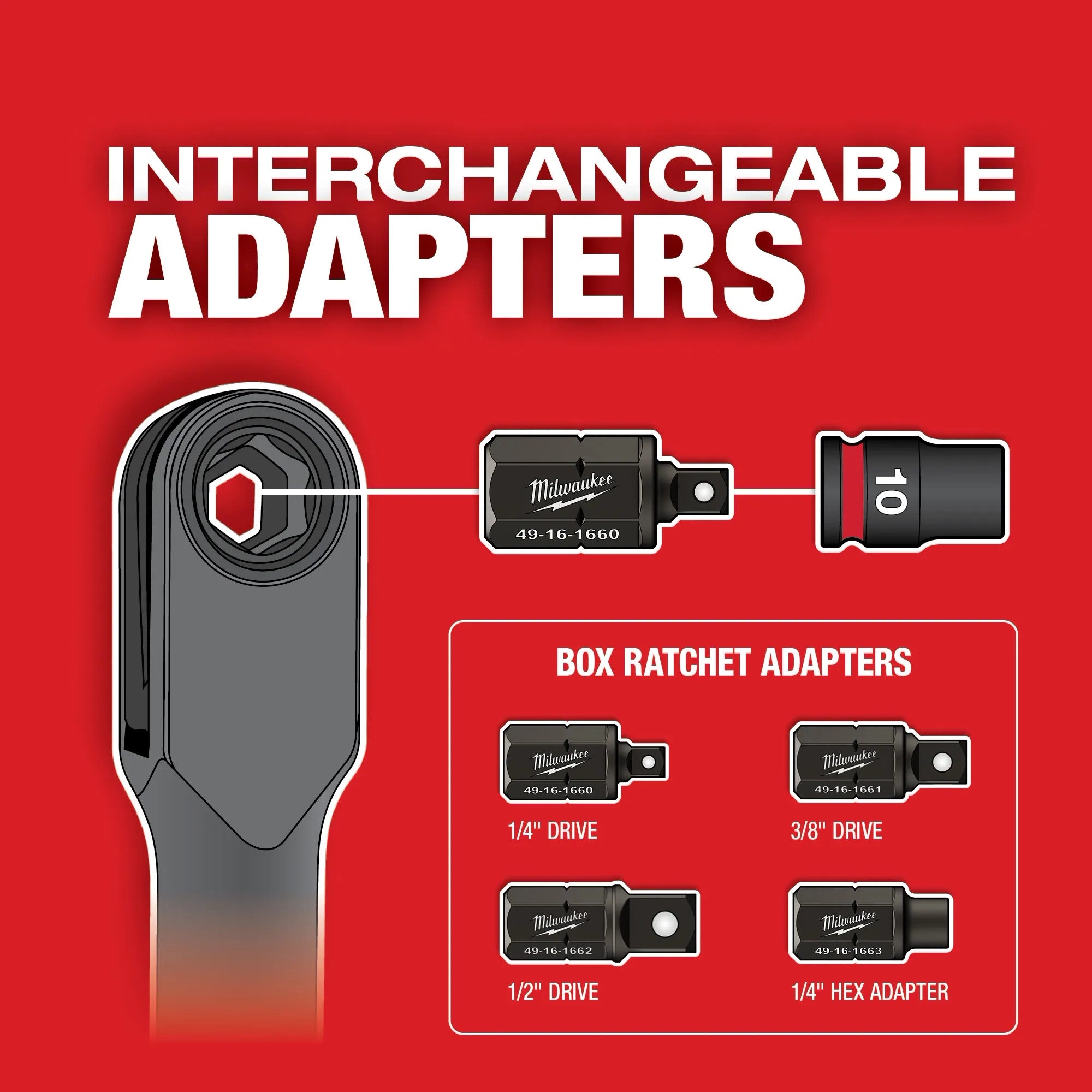 Milwaukee Adaptateur hexagonal 1/4" INSIDER™ Box Ratchet 49-16-1663