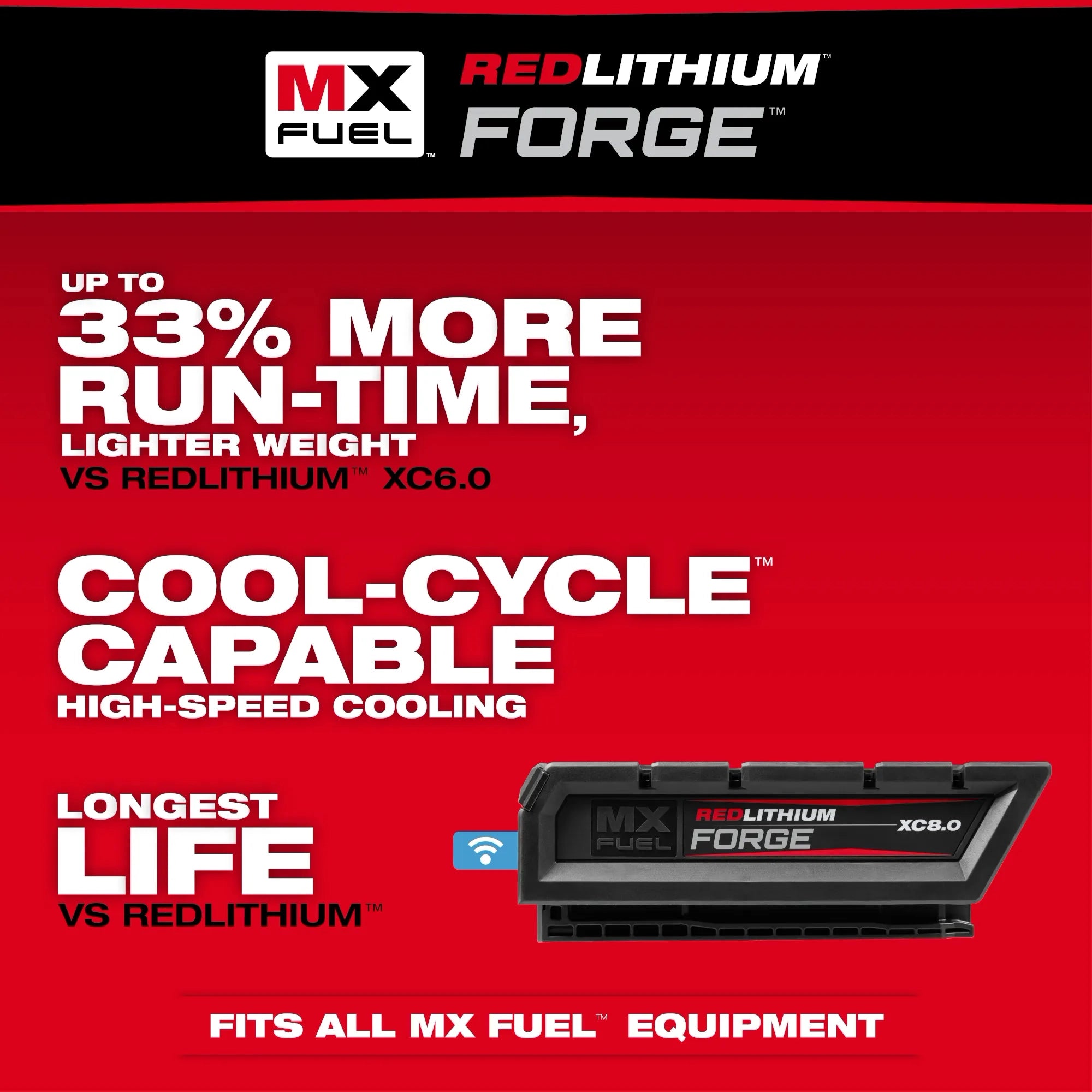 Milwaukee Pack Batterie MX FUEL™ REDLITHIUM™ FORGE™ XC8.0 MXFXC608