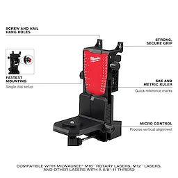 Milwaukee Kit de niveau laser rotatif intérieur vert M18™ avec télécommande/récepteur et support de montage mural 3702-21