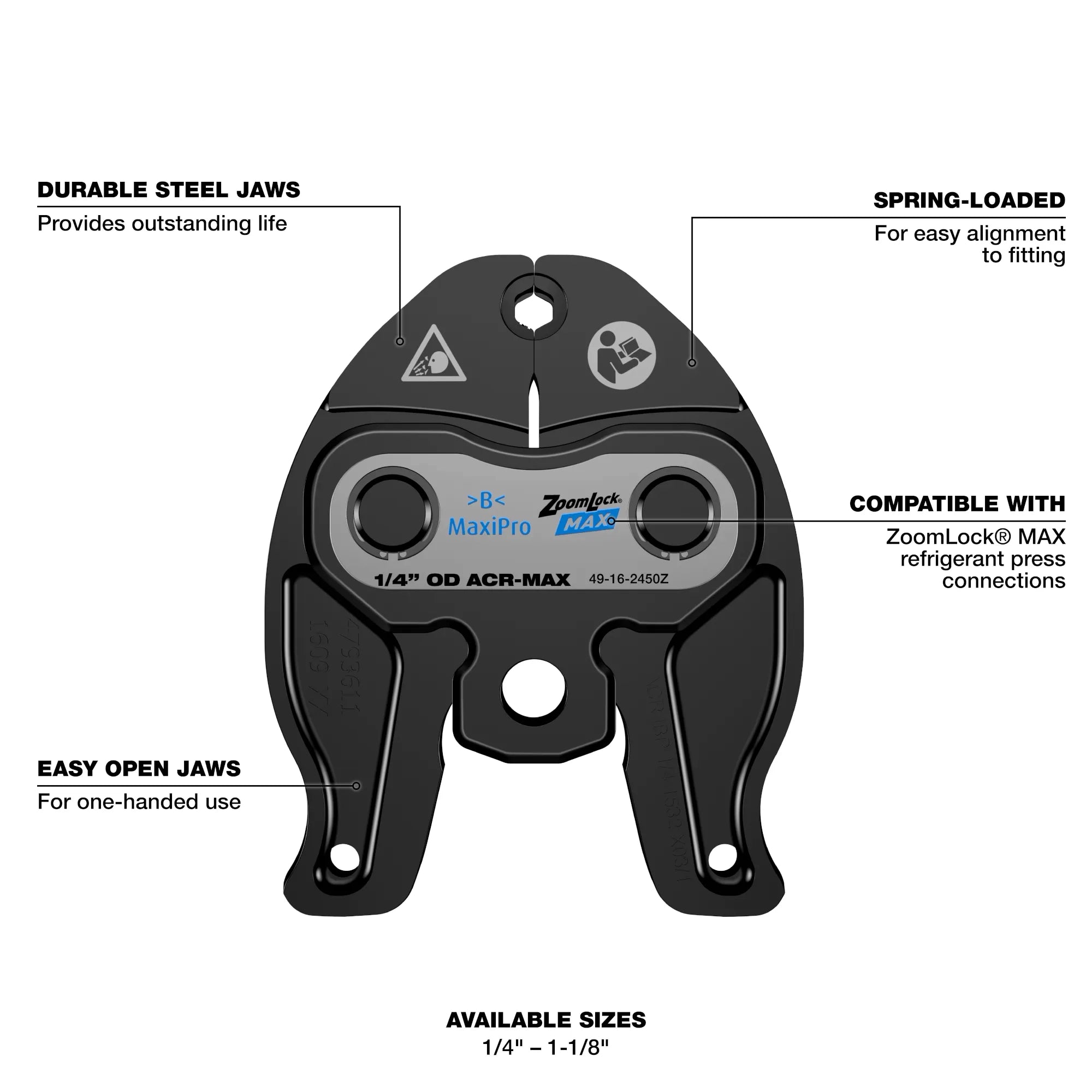 Milwaukee ¼”- 1-1/8” ZoomLock® MAX Press Jaw Kit for M12™ FORCE LOGIC™ Press Tools 49-16-2462Z