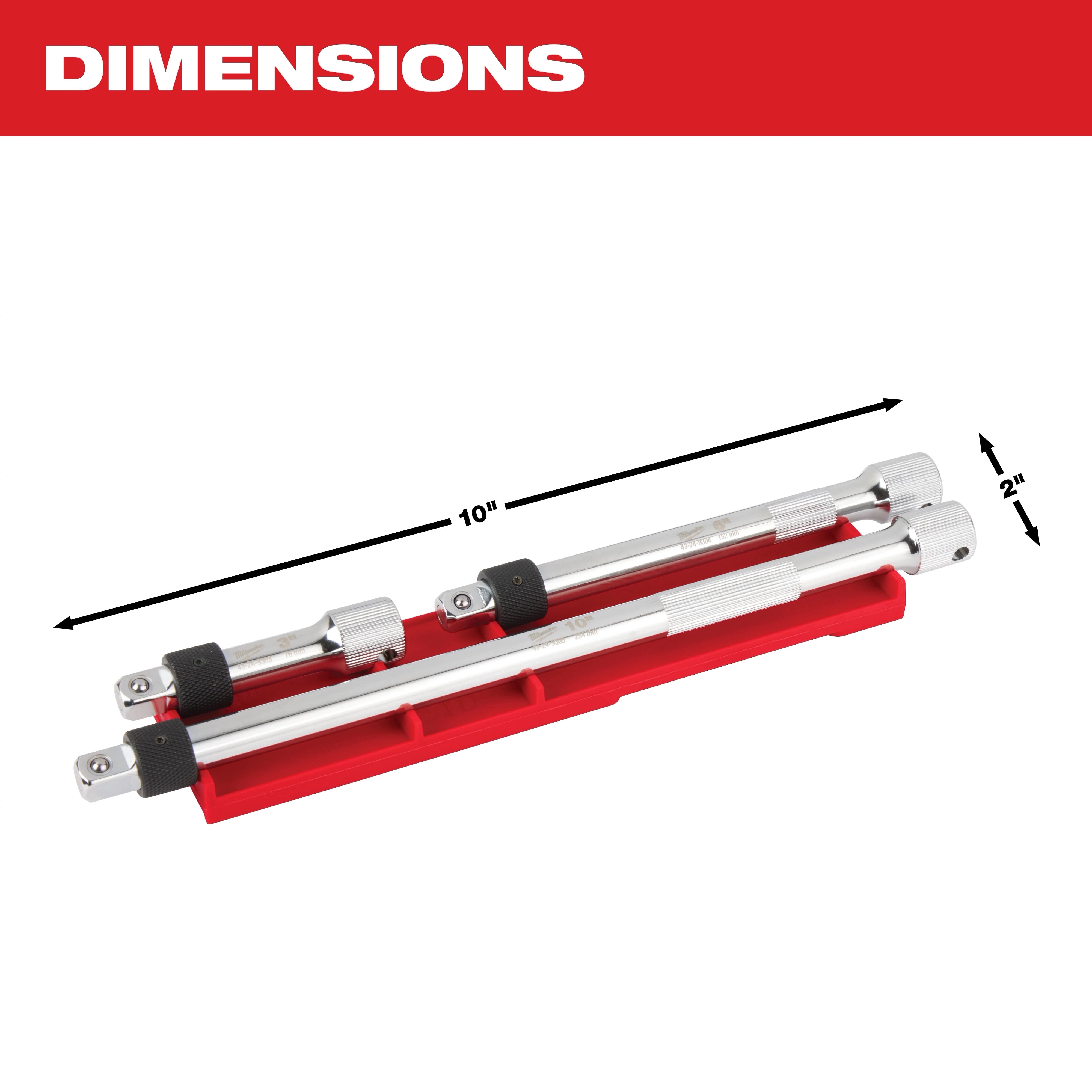 Milwaukee Set de rallonges à verrouillage 3 pièces 3/8" d'entraînement 48-22-9361