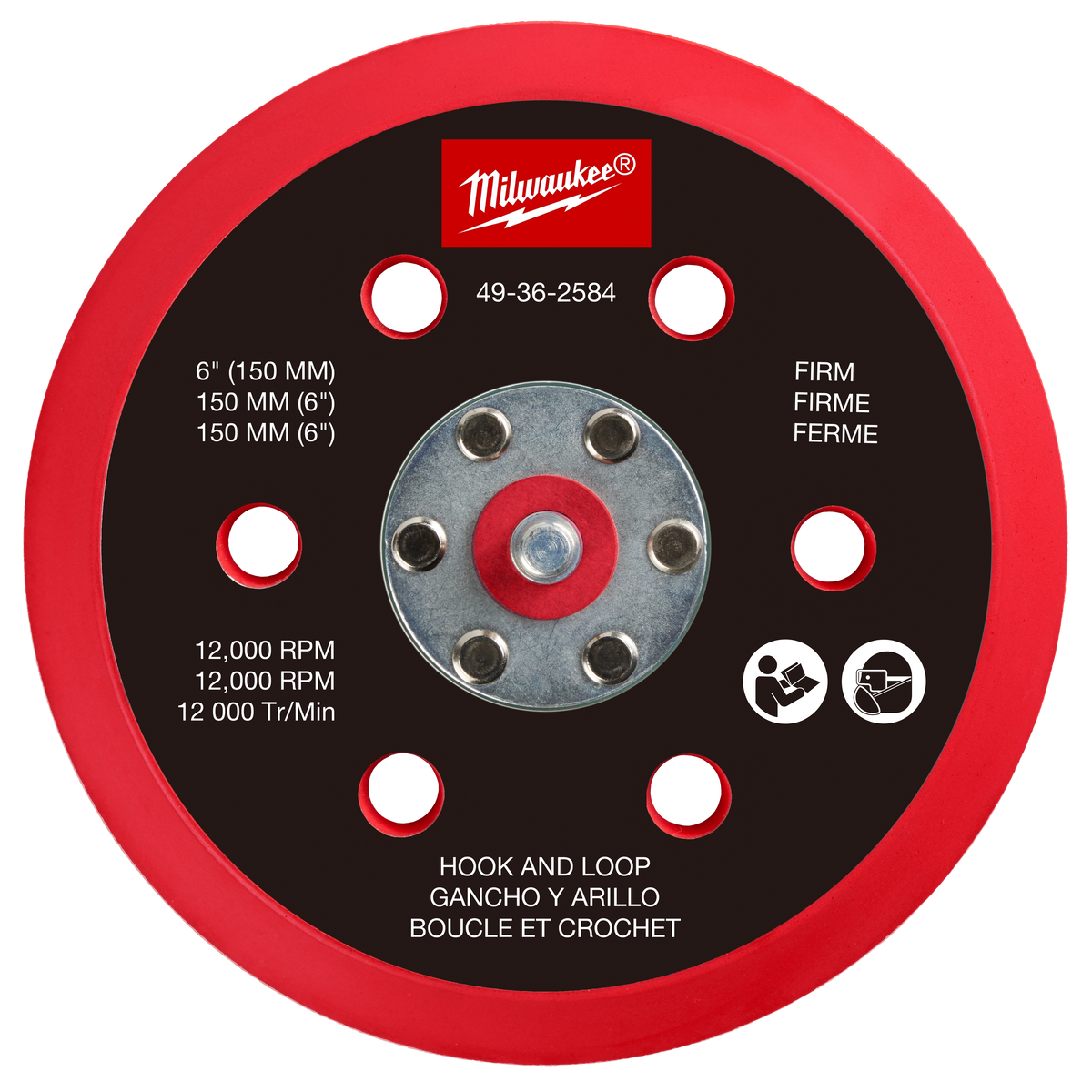 Milwaukee Patron de support ferme 6" pour ponceuse orbitale aléatoire 49-36-2584