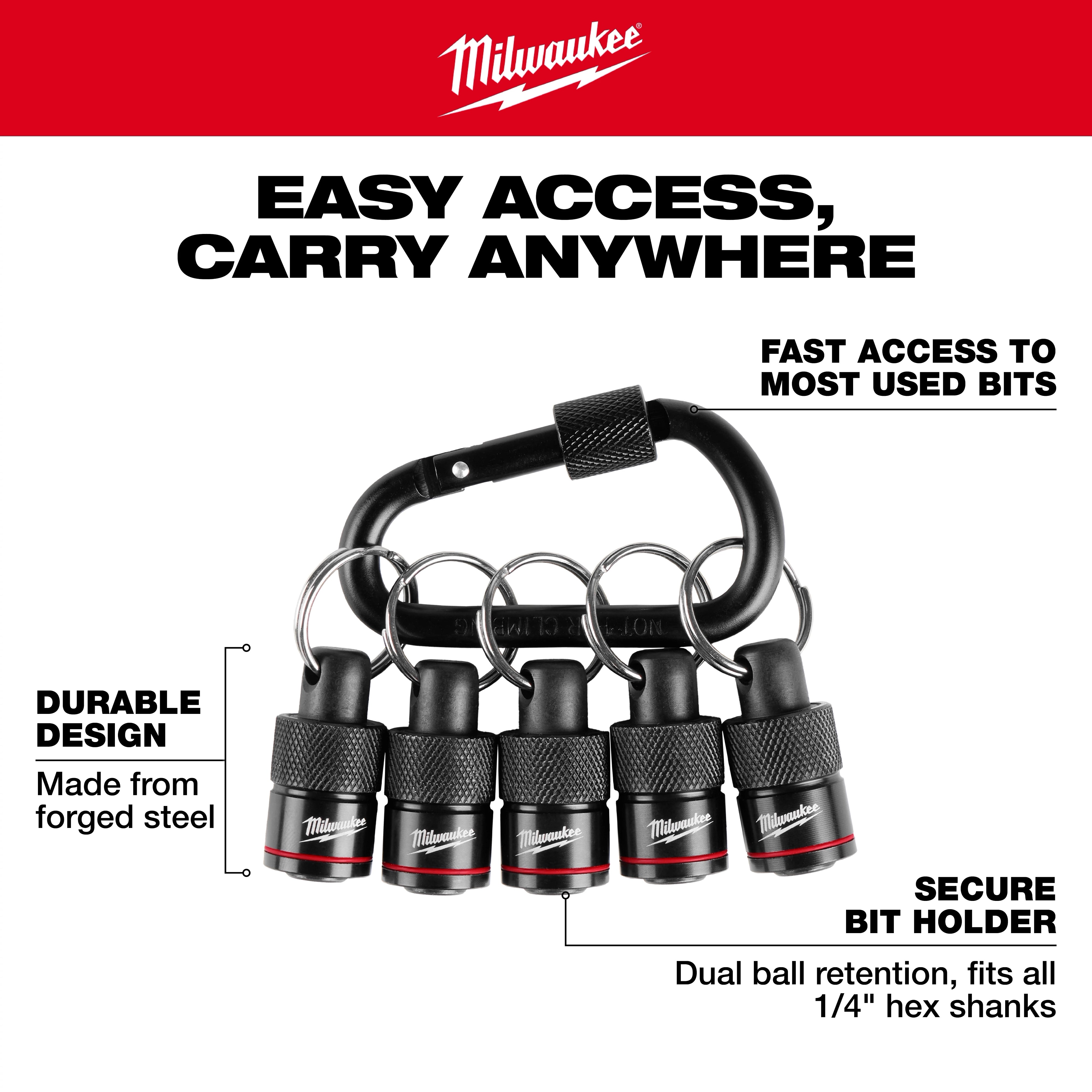 Milwaukee 5PC Bit Holder with Carabiner 48-32-4537