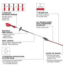 Milwaukee M18 FUEL™ Taille‑haie articulé à perche extensible 3035-20