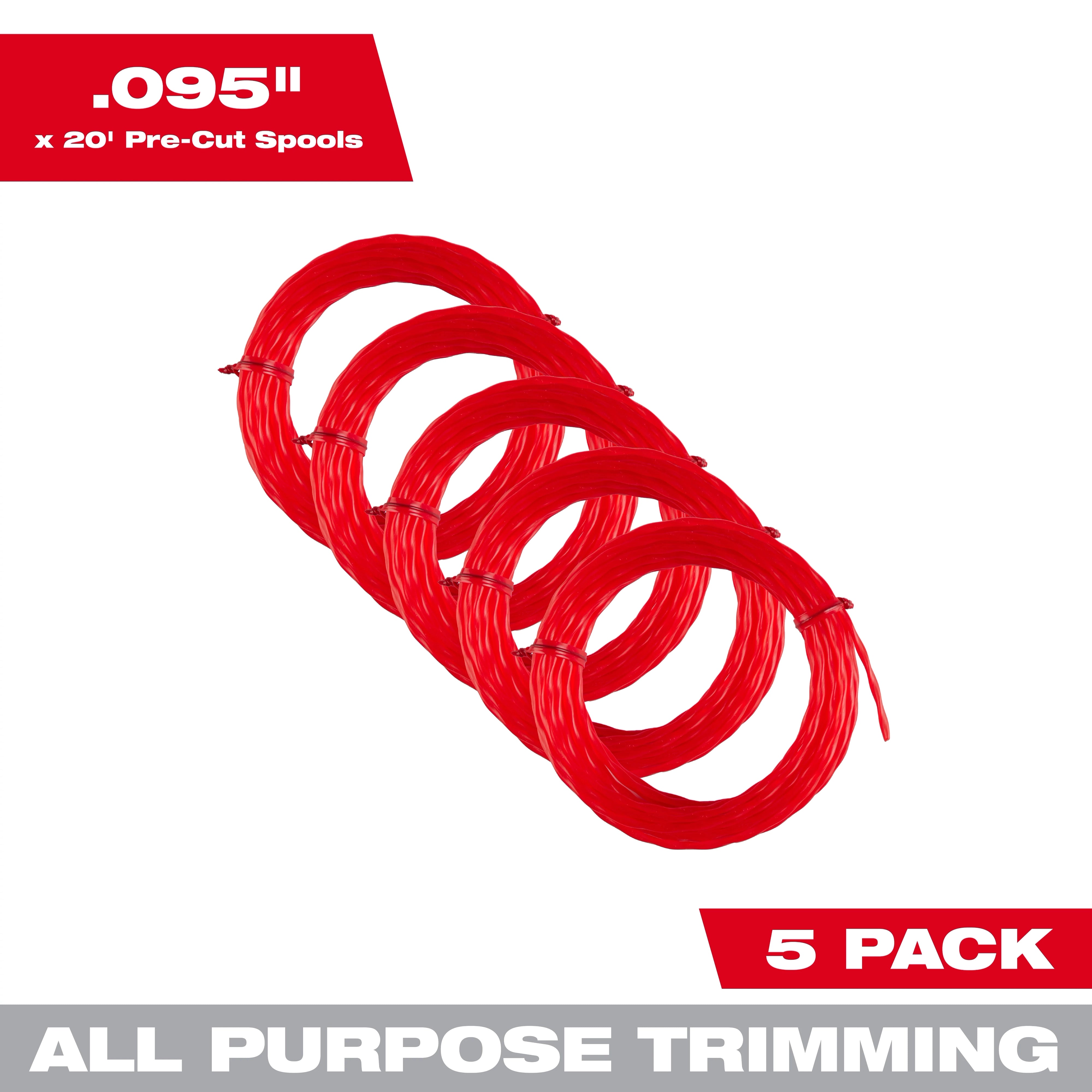 Milwaukee 095" x 20’ (5 pk) Pre-Cut Twisted Trimmer Line 49-16-2782