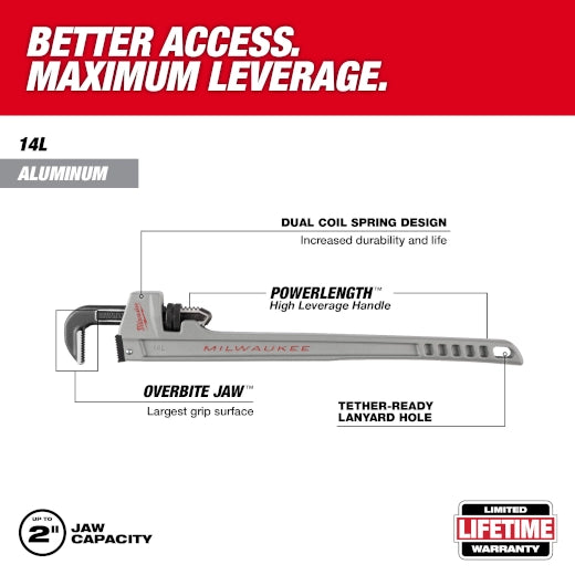 Milwaukee Clé à pipe en aluminium 14L avec poignée POWERLENGTH™ 48-22-7215