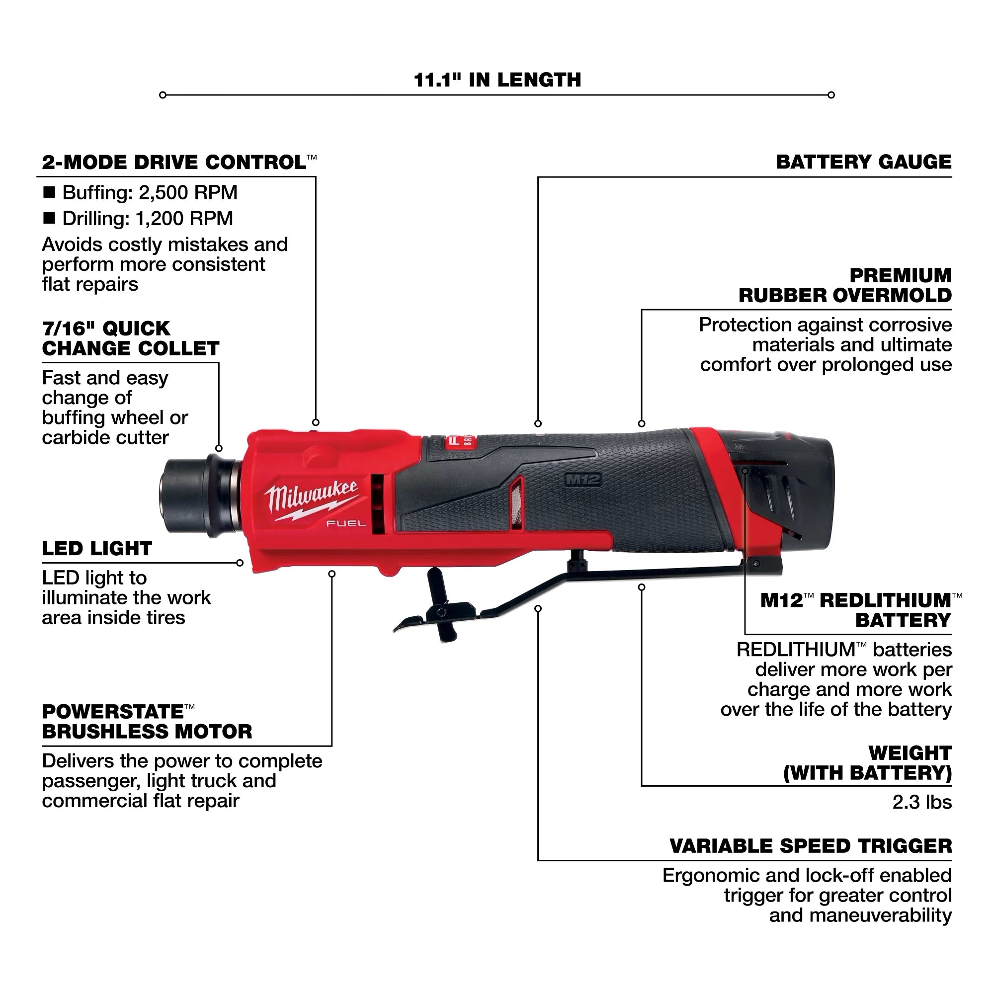 Milwaukee M12 FUEL™ tampon à pneu à basse vitesse 2409-20