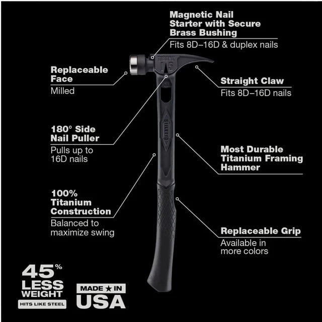Stiletto 15oz TIBONE™ Milled/Curved Titanium - Limited Edition Black TIB15MC-CBL