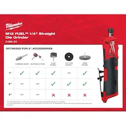 Milwaukee M12 FUEL™ Meuleuse à fil droit 1/4" 2486-20
