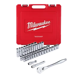 Milwaukee Ensemble de 47 pièces à cliquet et douilles 1/2” métriques et SAE avec côtés FOUR FLAT™ 48-22-9010
