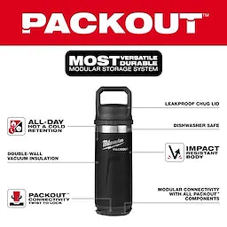 Milwaukee Bouteille isolée PACKOUT™ 18 oz avec couvercle à gorgée 48-22-8382B