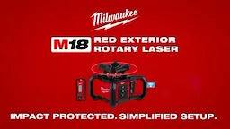 Milwaukee Kit de niveau laser rotatif extérieur rouge M18™ avec récepteur, trépied et tige graduée 3701-21T