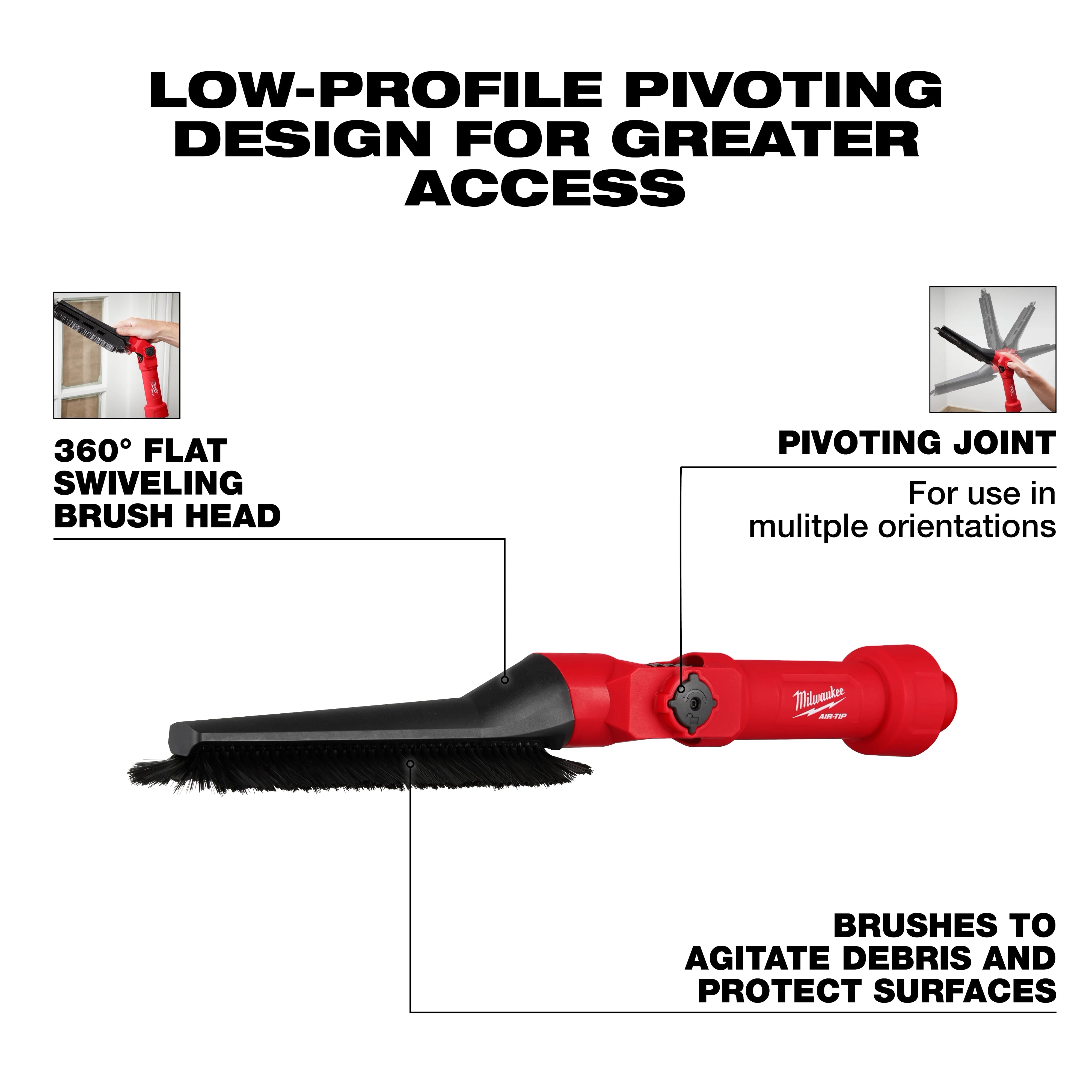 Milwaukee AIR-TIP™ Low-Profile Pivoting Brush Tool 49-90-2027