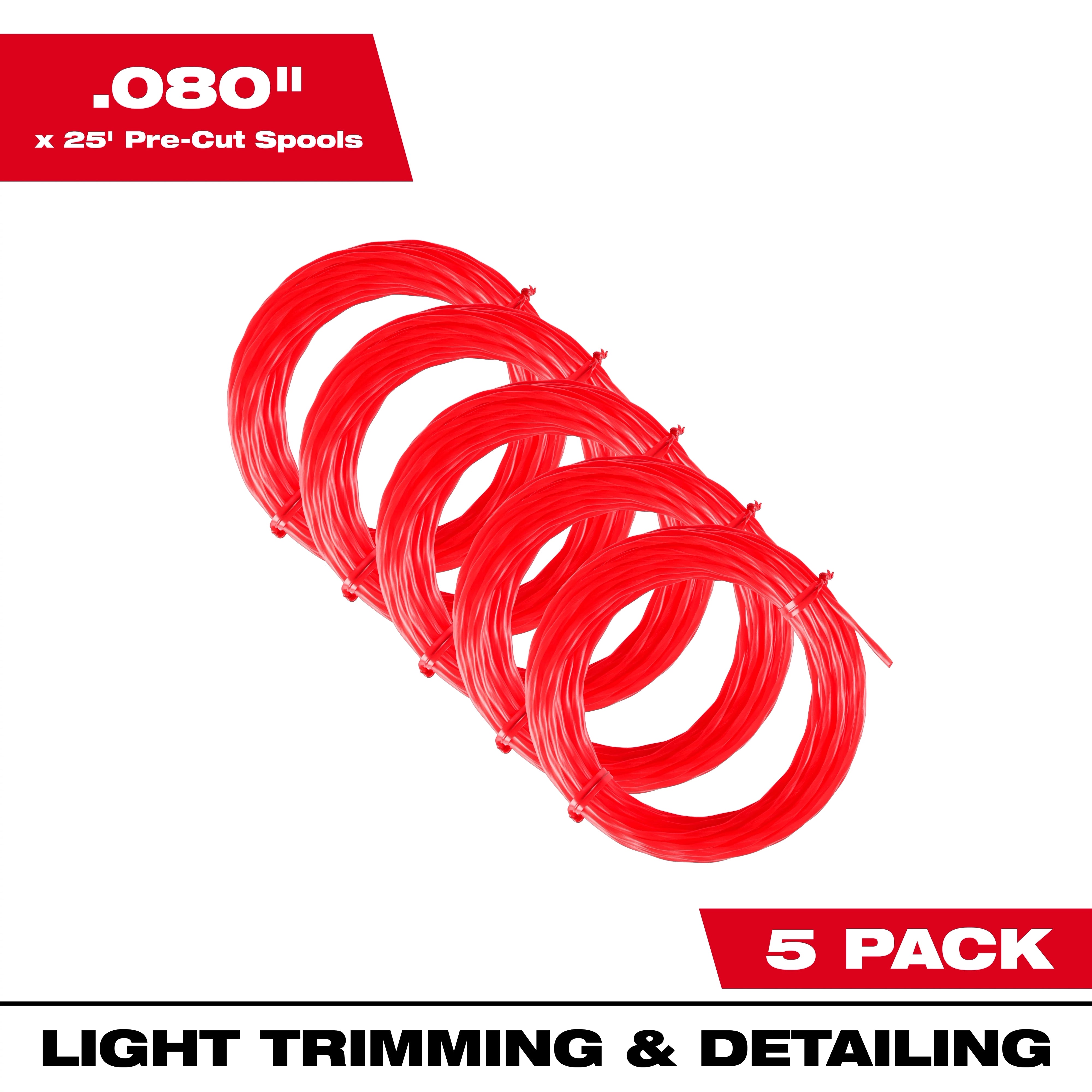 Milwaukee .080" x 25’ (5 pk) Pre-Cut Twisted Trimmer Line 49-16-2810