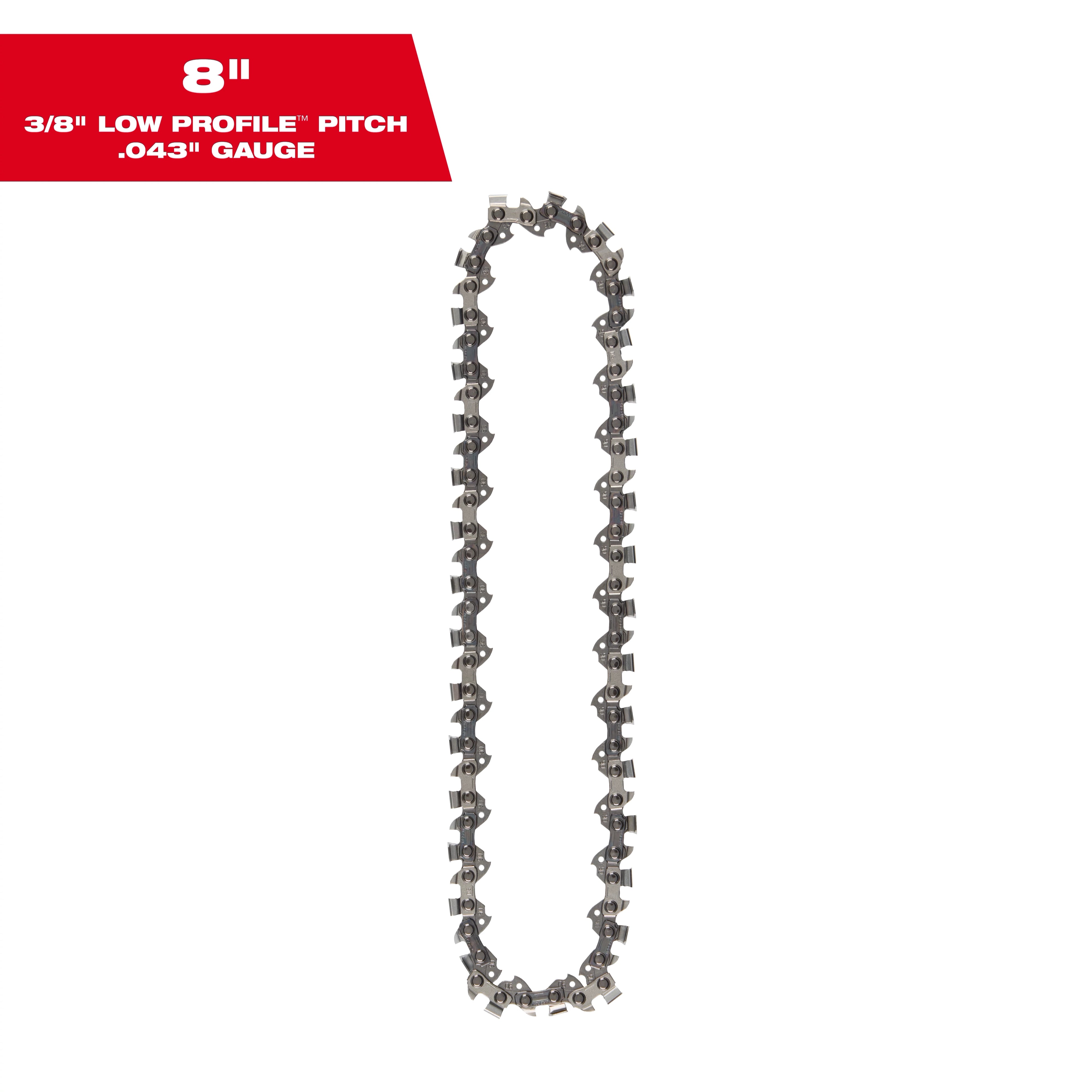 Milwaukee Chaîne de scie 8 " 3/8 " LOW PROFILE™ pas, calibre .043 " 49-16-2750