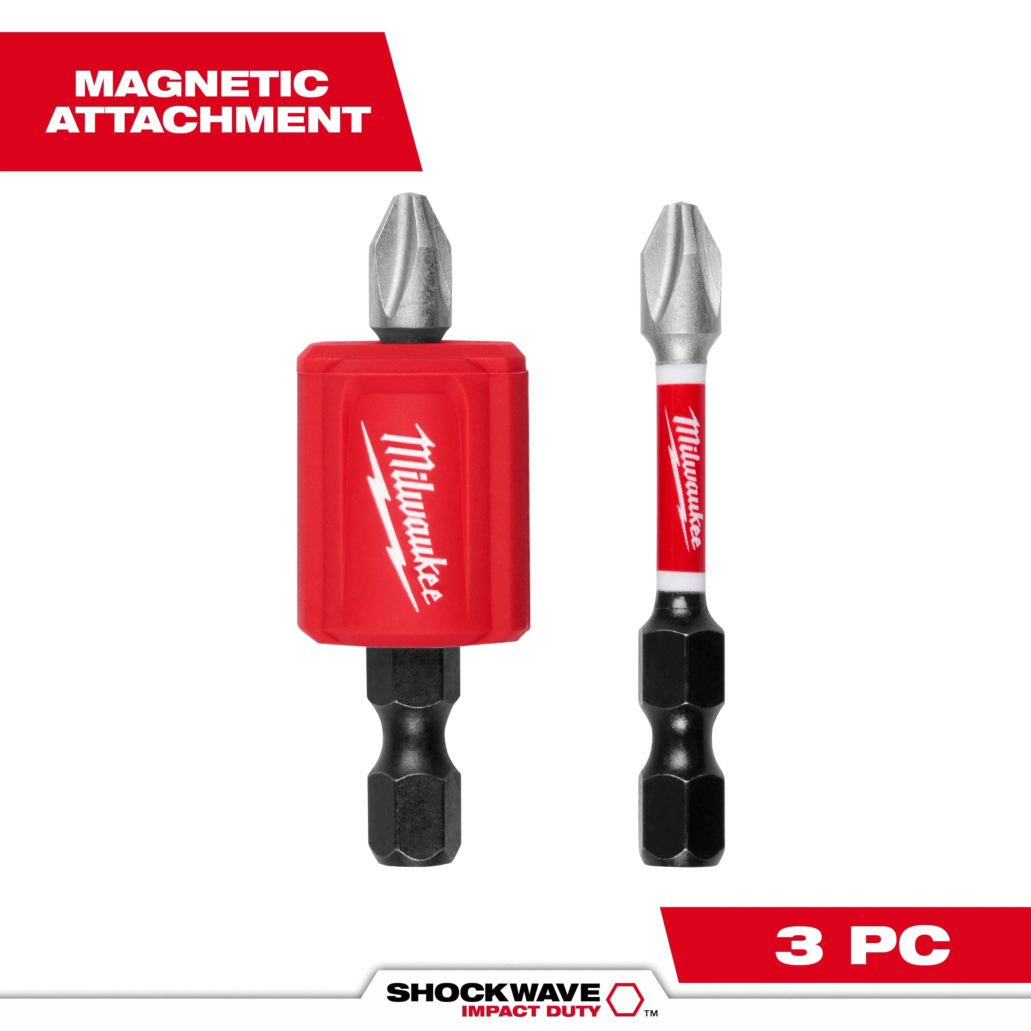 Milwaukee Ensemble 3 pièces d'attache magnétique SHOCKWAVE™ Impact Duty et forets PH2 48-32-4550