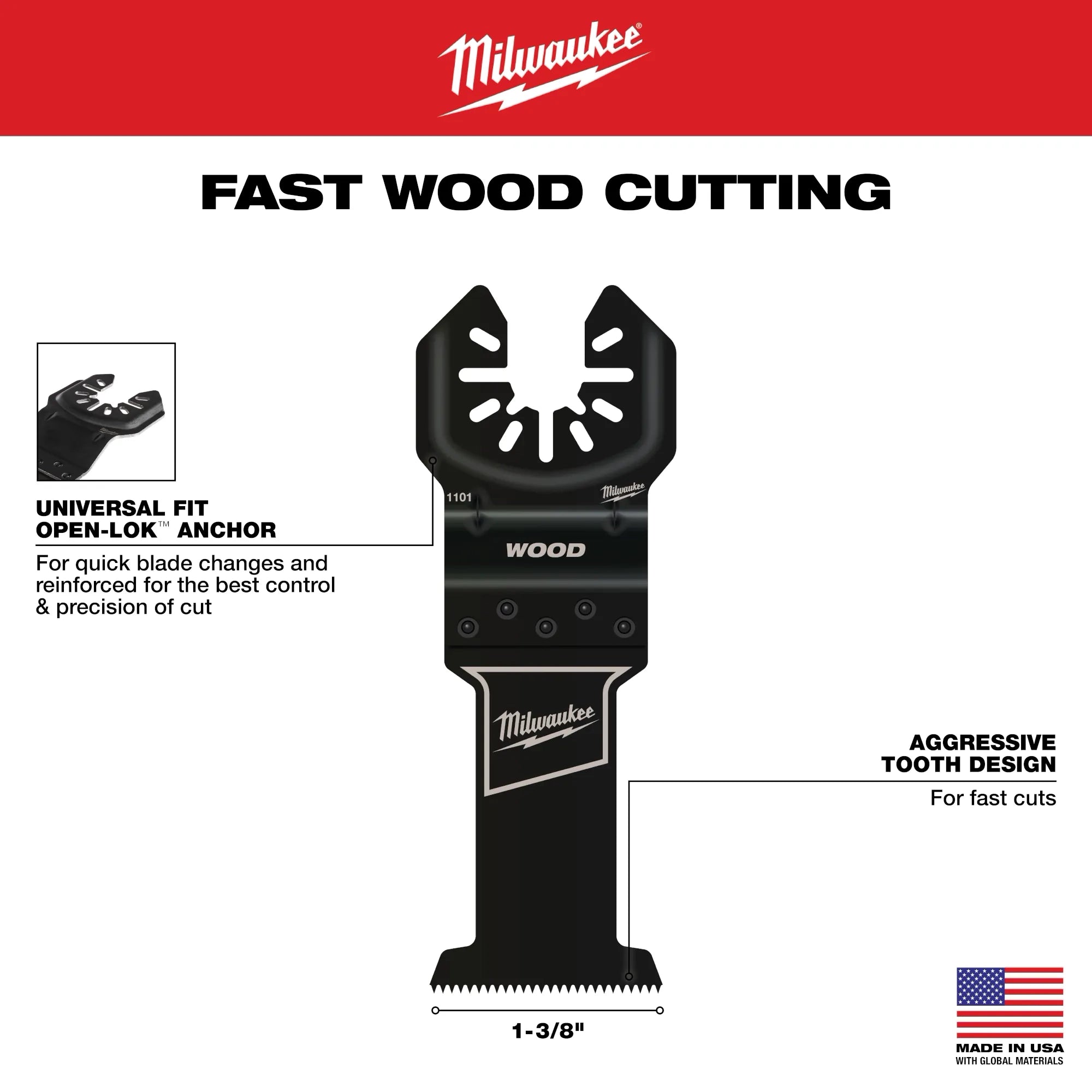 Milwaukee Lames universelles en acier carbone haut pour outil oscillant multi-outils 49-25-1113