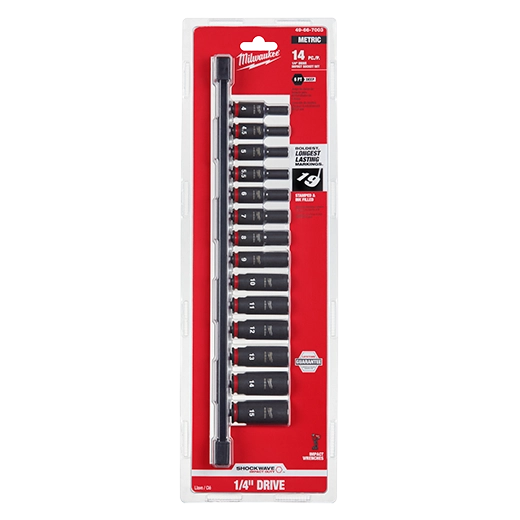 Milwaukee Ensemble de 14 douilles métriques profondes à 6 points SHOCKWAVE Impact Duty™ 49-66-7003