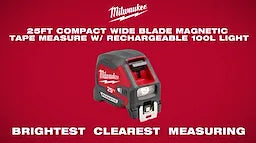 Milwaukee Mètre ruban magnétique 25 pi avec lumière rechargeable 100 lm 48-22-0428