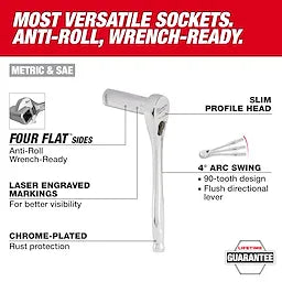 Milwaukee Ensemble de 98 pièces 3/8" Drive, cliquets 6‑points et 12‑points métriques & SAE avec organiseur bas profil PACKOUT™ 48-22-9285