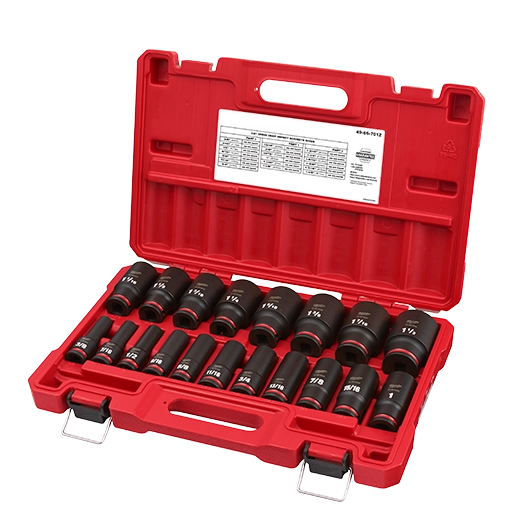 Milwaukee Set de douilles 6 points profondes SAE 1/2" Drive Impact Duty™ 19 pièces SHOCKWAVE™ 49-66-7012