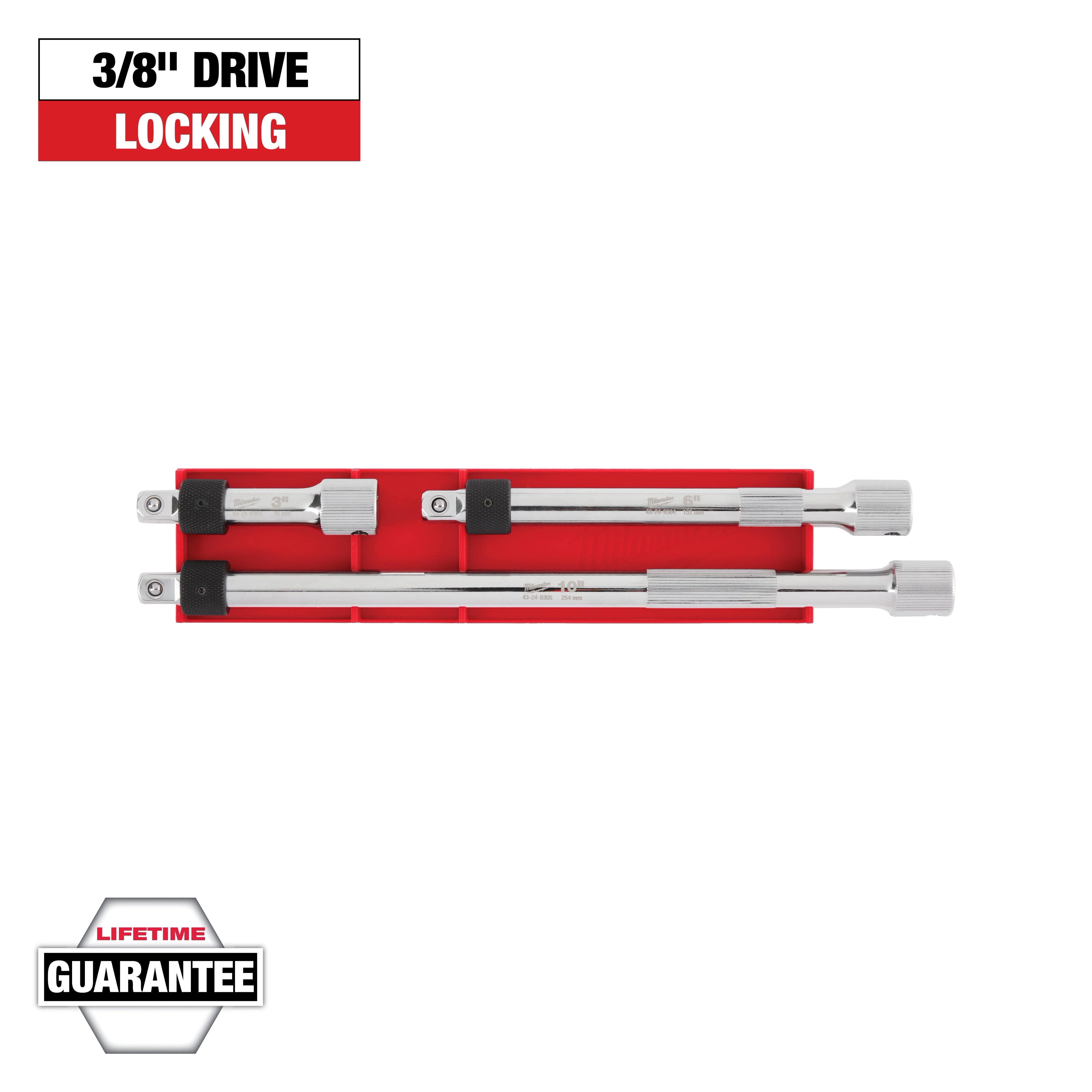 Milwaukee Set de rallonges à verrouillage 3 pièces 3/8" d'entraînement 48-22-9361
