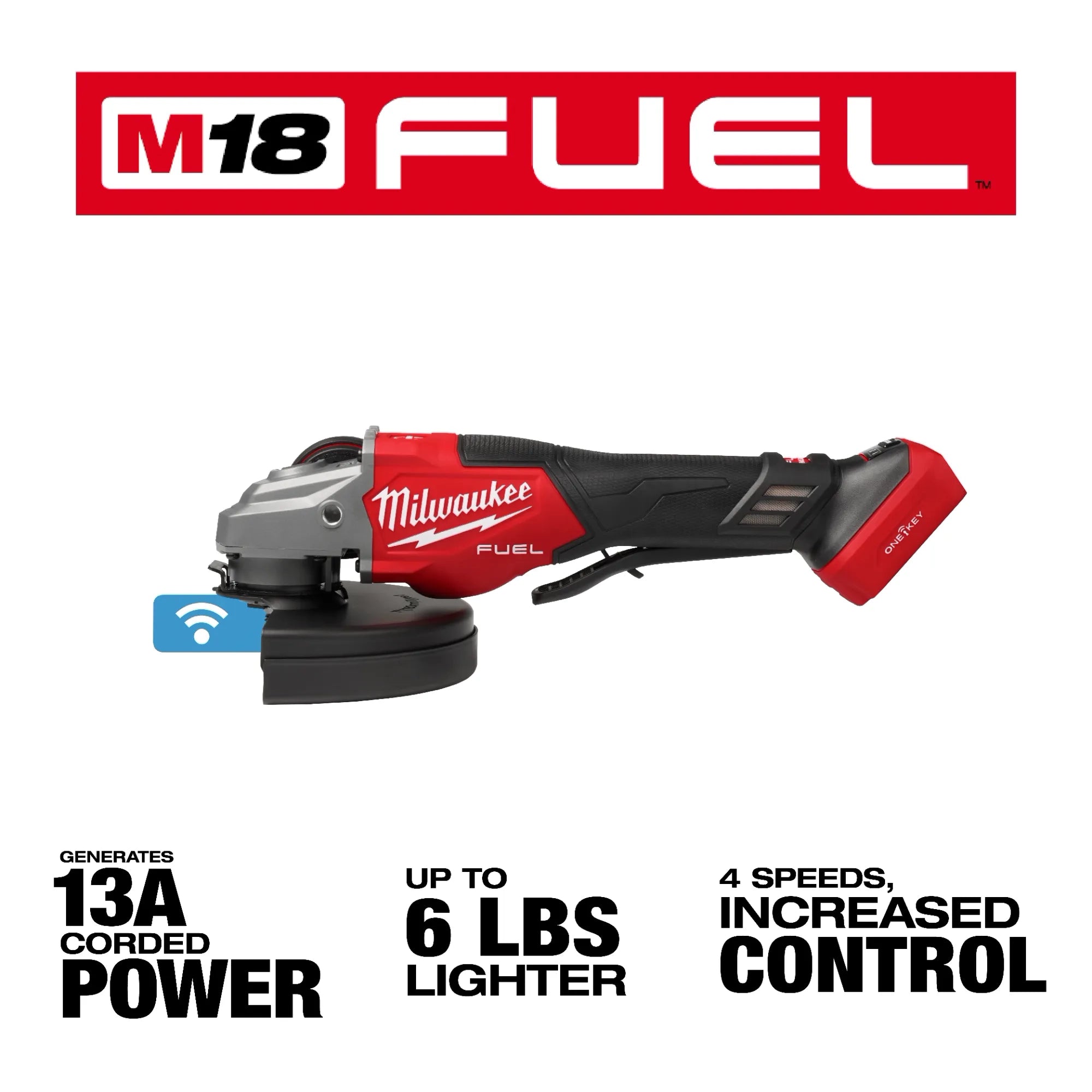 Milwaukee M18 FUEL™ Meuleuse à freinage à vitesse variable 4-1/2"-7", commutateur à palette avec ONE-KEY™ 3674-20
