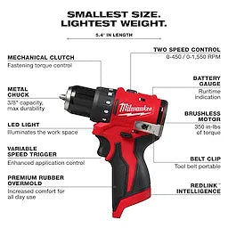 Milwaukee M12™ perceuse/visseuse subcompacte Brushless 3/8" 3401-20