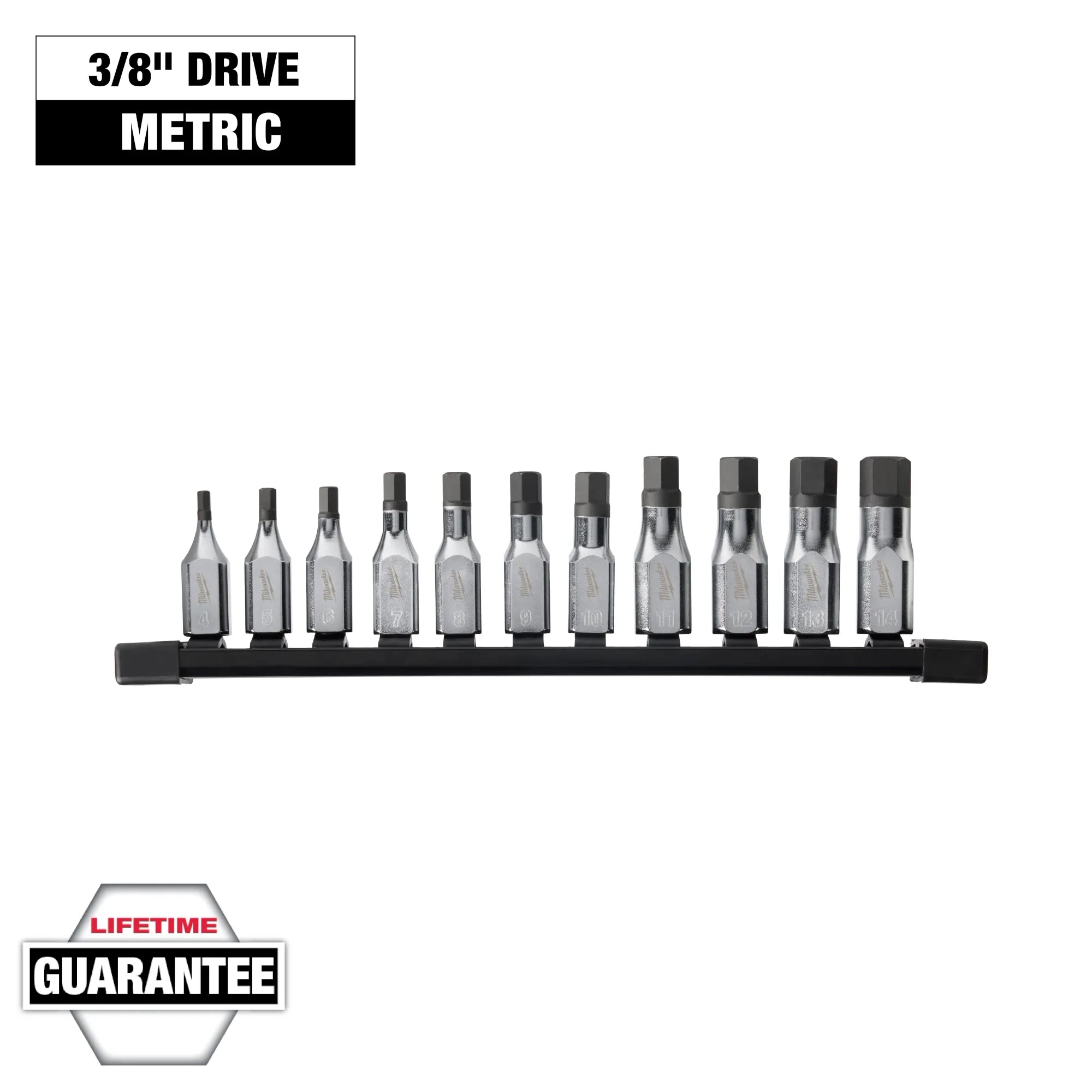 Milwaukee Ensemble de douilles à embouts hexagonaux 3/8" - 11 pièces - métrique 48-22-9543