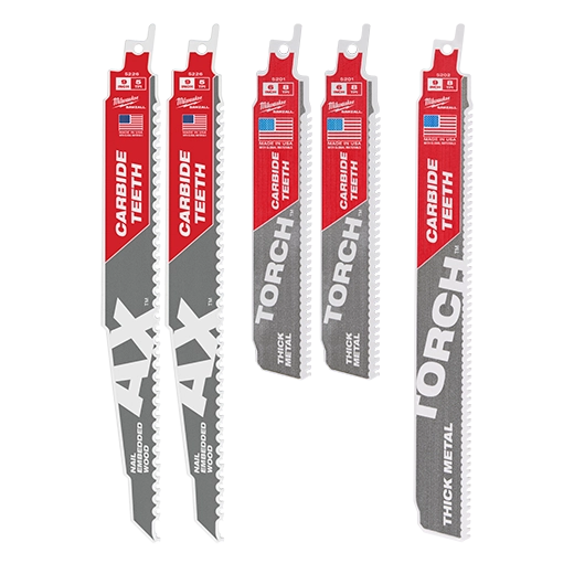 Milwaukee Ensemble de lames de scie sabre SAWZALL® en carbure pour démolition du bois et du métal (5 pièces) 49-22-5505