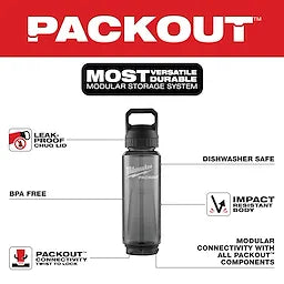 Milwaukee Bouteille PACKOUT™ 34 oz avec couvercle à gorgée 48-22-8372B
