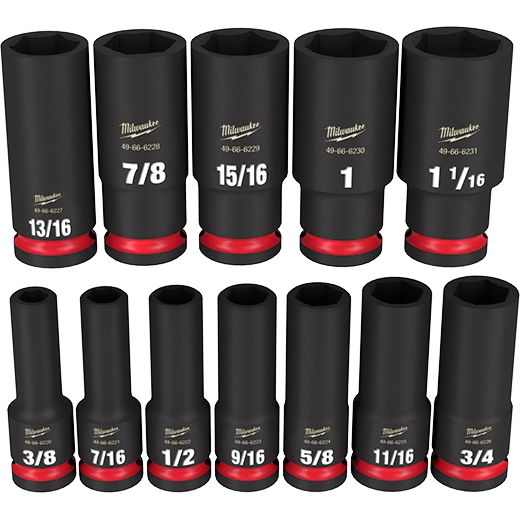 Milwaukee Set de douilles 12PCSHOCKWAVE Impact Duty™ 1/2" Drive SAE Deep 6 points 49-66-7011