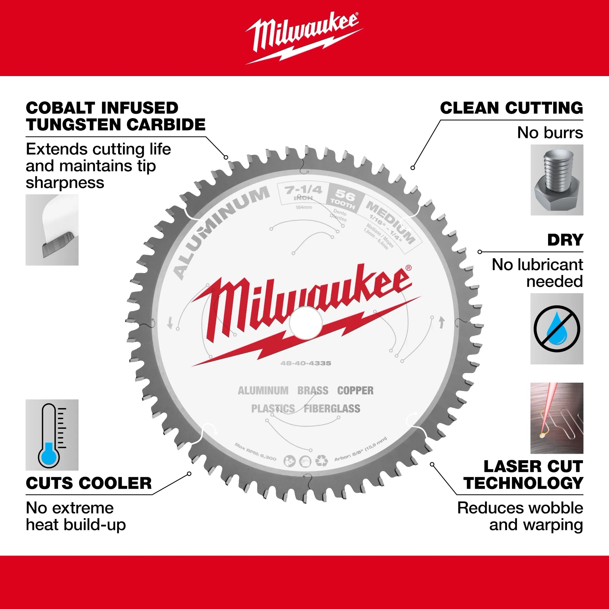 Milwaukee Lames de scie circulaire pour coupe d'aluminium 48-40-4315