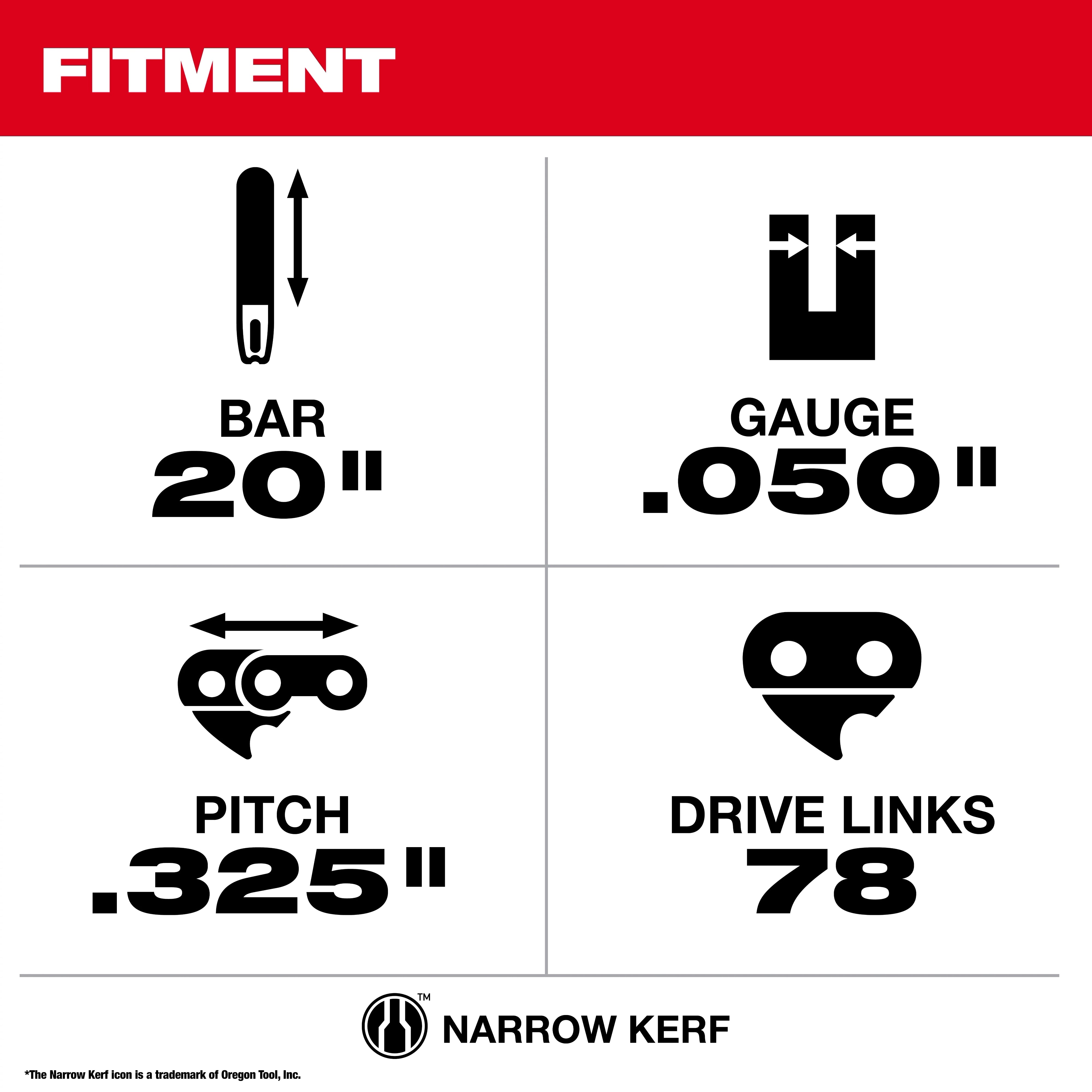 Milwaukee Barre de guidage 20" à pas .325" et gauge .050" 49-16-2755