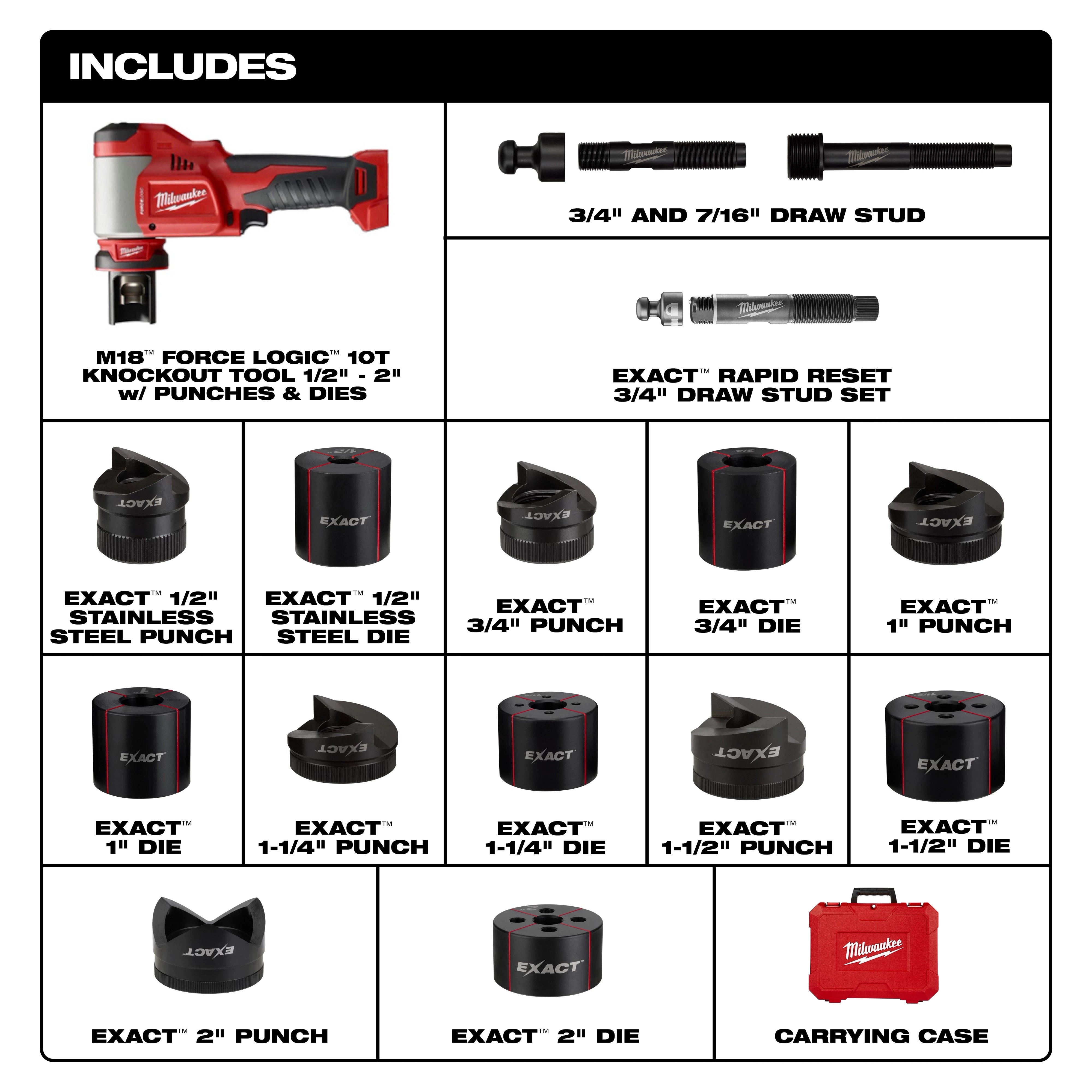 Milwaukee M18™ FORCE LOGIC™ Outil de perçage d'ouverture 10 tonnes 1/2" à 2" 2676-02